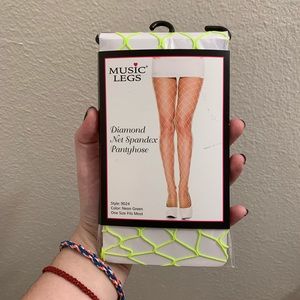 Neon green fishnet tights